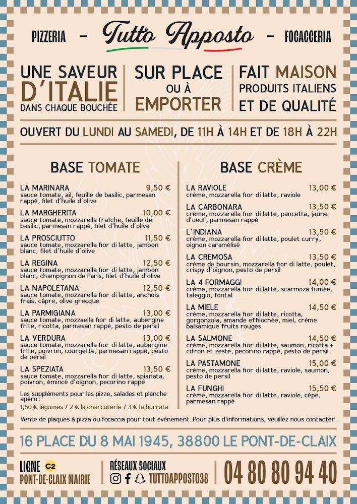 Tutto Apposto (Pizzeria Focacceria) - Menu Image 1